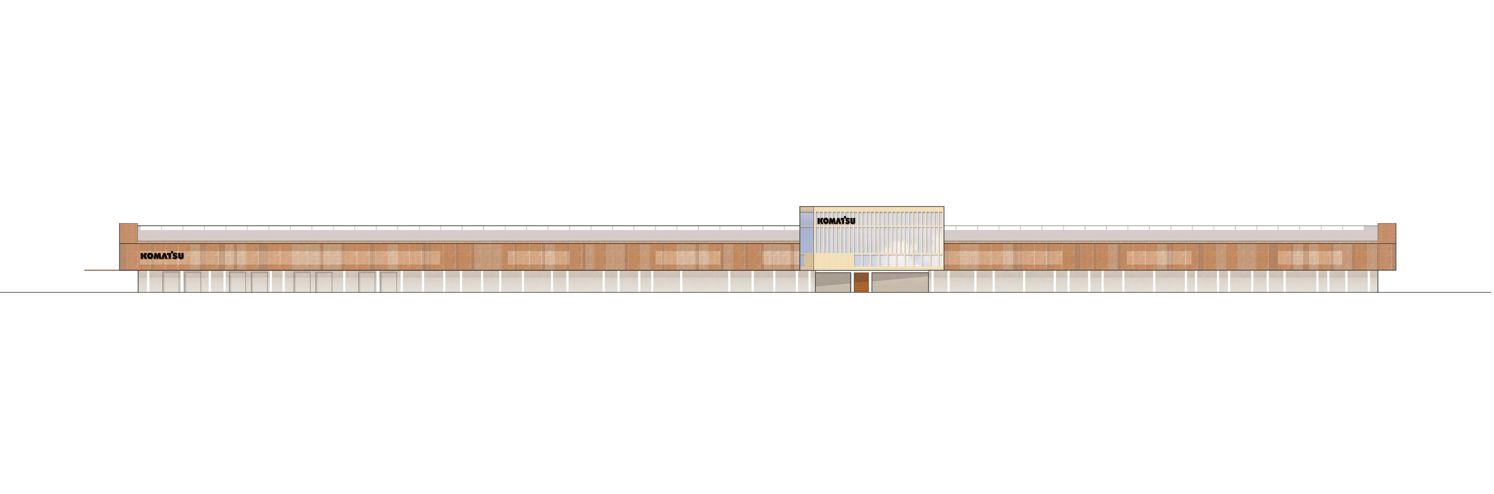 Konceptbild av Komatsu Forests nya fabrik- södra fasaden