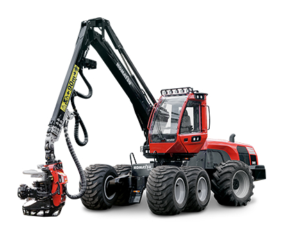 Skördare Komatsu 911 med vit bakgrund